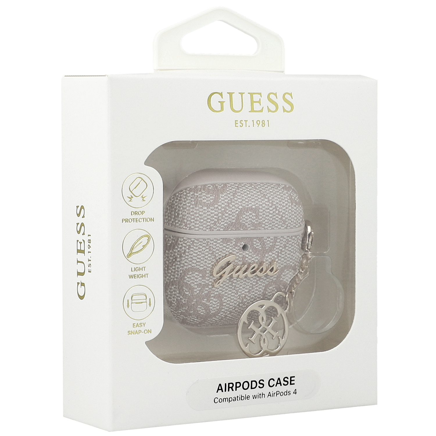 Oryginalne ekskluzywne etui od marki Guess z kolekcji 4G Charm dla Apple AirPods 4, różowe